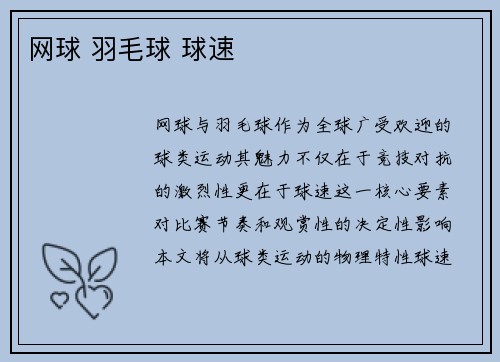 网球 羽毛球 球速